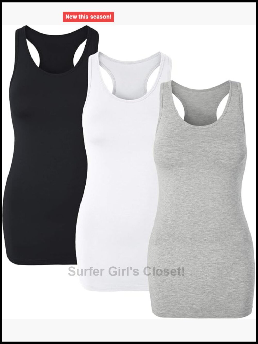 3 Pack Women's Long Racerback Tank Tops Cotton Spandex Sleeveless Yoga Workout
